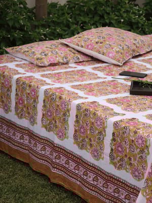 Charming Yellow Ochre Organic Cotton  Bedsheet Set