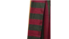 Tisser Khadi Stribe Saree with Attached Blouse Piece (Maroon/Green)