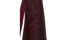 Tisser Khadi Stribe Saree with Attached Blouse Piece (Maroon/Green)