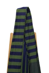 Tisser Khadi Stribe Saree with Attached Blouse Piece (Blue/Green)