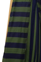 Tisser Khadi Stribe Saree with Attached Blouse Piece (Blue/Green)