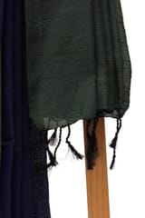 Tisser Khadi Stribe Saree with Attached Blouse Piece (Blue/Green)