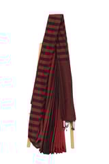 Tisser Khadi Stribe Saree with Attached Blouse Piece (Maroon/Black)