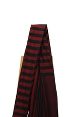 Tisser Khadi Stribe Saree with Attached Blouse Piece (Maroon/Black)