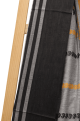 Tisser Dhanekhali Tant Cotton Saree with Attached Blouse Piece (Grey/Yellow)