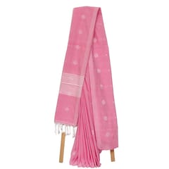 Tisser Jhilmil Khadi Saree with Attached Blouse Piece (Pink)