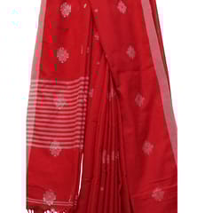 Tisser Jhilmil Khadi Saree with Attached Blouse Piece (Red)