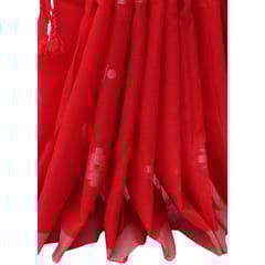Tisser Jhilmil Khadi Saree with Attached Blouse Piece (Red)