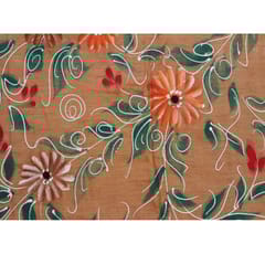 Tisser Khadi Hand-painted Saree with Attached Blouse Piece (Orange)
