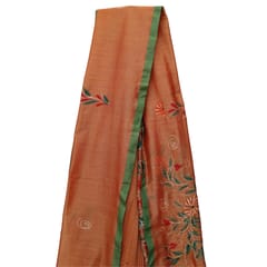 Tisser Khadi Hand-painted Saree with Attached Blouse Piece (Orange)