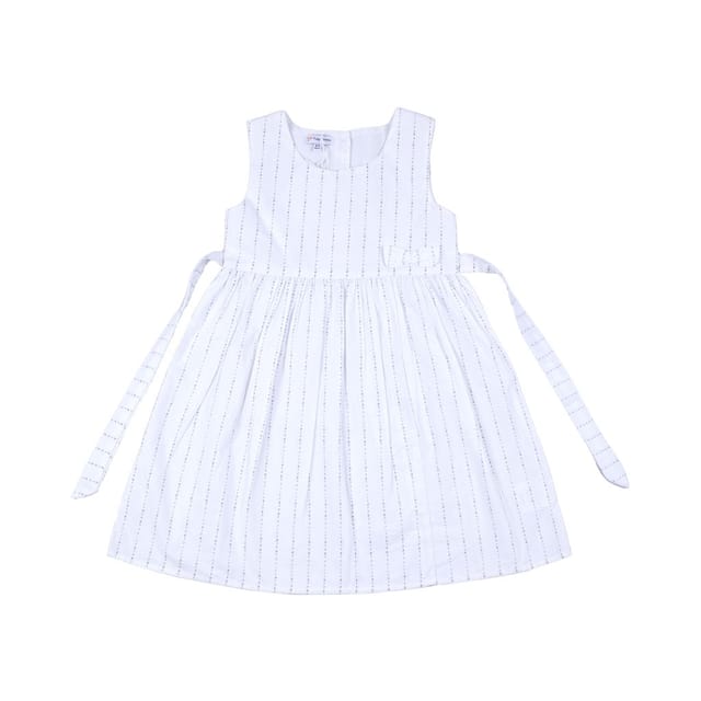 Girls White Dot Printed Dress