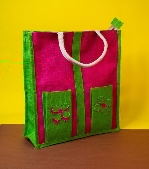 Pink & Green Designer Organic Shopping Bag
