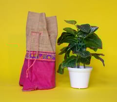 Multicolour Floral Design Jute Potli Bag
