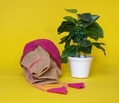Multicolour Floral Design Jute Potli Bag