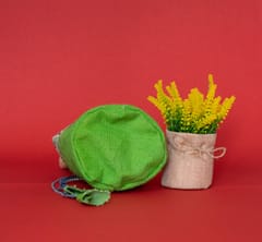 Printed Green Jute Potli Bag
