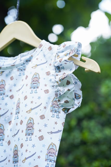 White Kid Print Peplum Top