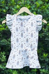 White Kid Print Peplum Top
