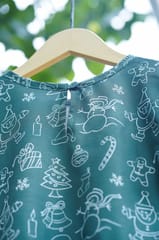 Sea Green Graphic Print Fit And Flare Girls Midi Dress