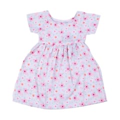 Pink Short Sleeves Floral Frock Dress
