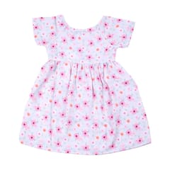 Pink Short Sleeves Floral Frock Dress