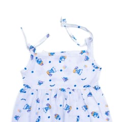 White Kid's Printed Strap Dress
