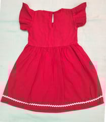 Red floral Embroidered pure cotton Dress For Girls