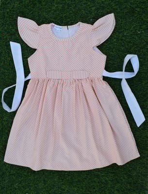 peach and white stripes Dress by tinytoons