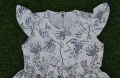 White Digutal printed Dress by tinytoons
