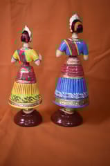 Blue and Red Color Kondapalli Bommalu Dancing Doll(Large) And Yellow and Red Color Kondapalli Bommalu Dancing Doll(Small) Combo
