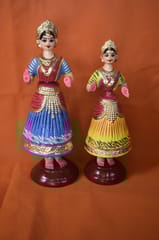 Blue and Red Color Kondapalli Bommalu Dancing Doll(Large) And Yellow and Red Color Kondapalli Bommalu Dancing Doll(Small) Combo