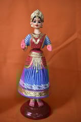 Blue and Red Color Kondapalli Bommalu Dancing Doll(Large)