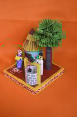 Kondapalli Wooden Village House Set(Hut, Well & Tree) Showpiece