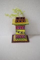 Kondapalli Yellow and Pink Color Wooden Handmade Tulasi Kota
