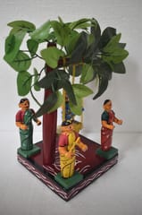 Kondapalli Krishna with Gopikas Decorative Wooden Showpiece