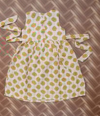 Yellow floral sleeveless cotton dress