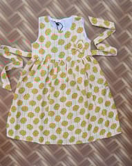 Yellow floral sleeveless cotton dress