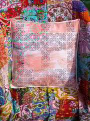 Handcrafted Plaid Cushion Cover in Organic Cotton - Chokhi